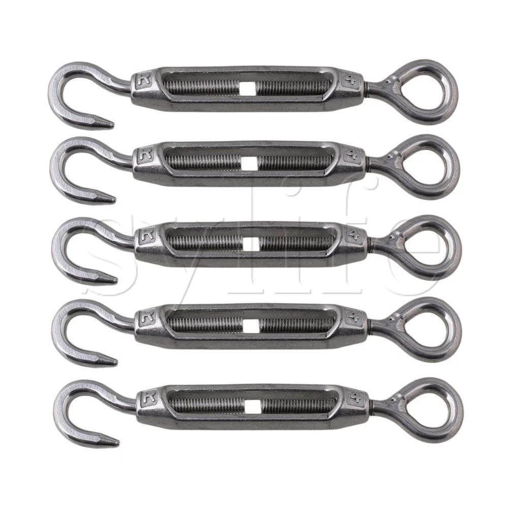 5Pcs M4 Stainless Steel 304 Hook & Eye Turnbuckle Wire Rope Tension