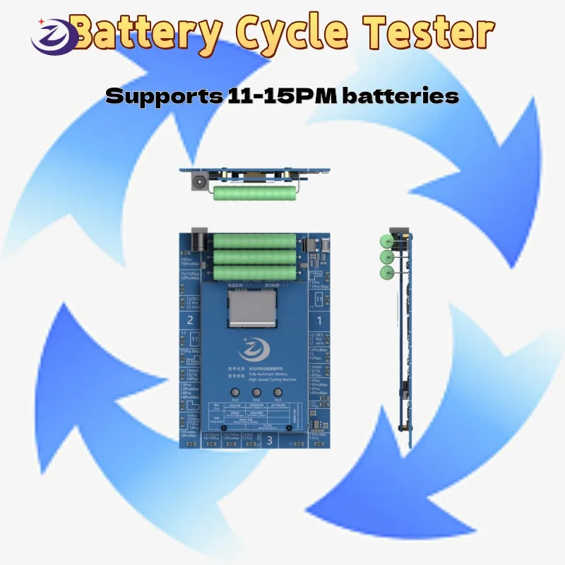 

Smart 3-Channel Battery Analyzer 5A High-Speed Charging for iPhone 11-15PM Batteries with Auto-Cycle & Health Report Repair Tool