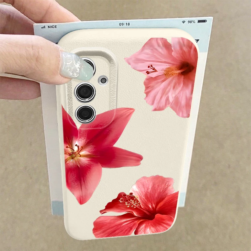 Realistische Lilie Blumen Handyhülle für Samsung Galaxy A56 A17 A16 A36 A26 A55 A15 A54 5G S24 FE S25 Edge S23 S22 Ultra Soft Cover