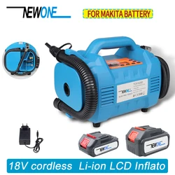 Newone 18V/20V Cordless Li-ion LCD Inflator and Deflator Mini Electric Air Compressor Kit For Ball Bicycle Rubber For MAKITA