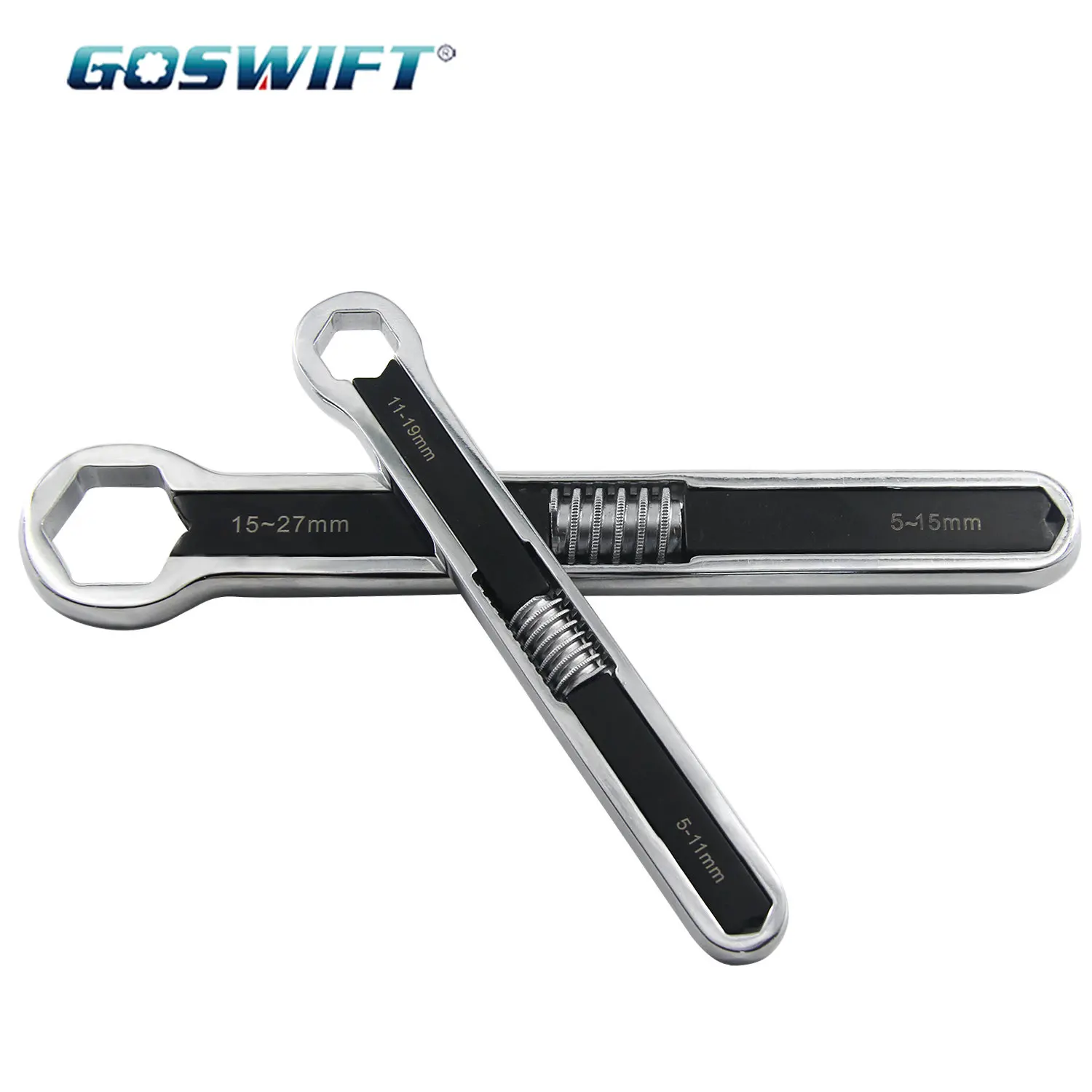 

GOSWIFT 2Pcs Wrench 7 Inch & 9.5 Inch Universal Wrench Set Adjustable Double Head Spanner Multi-function Auto Repair Tools