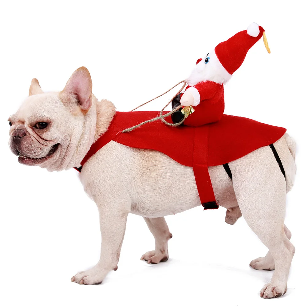 

Christmas Santa Riding Pet Costume Durable Dog Coat For Puppy Cosplay Party Clothes Outdoor Jogging Walking Red Size Xl