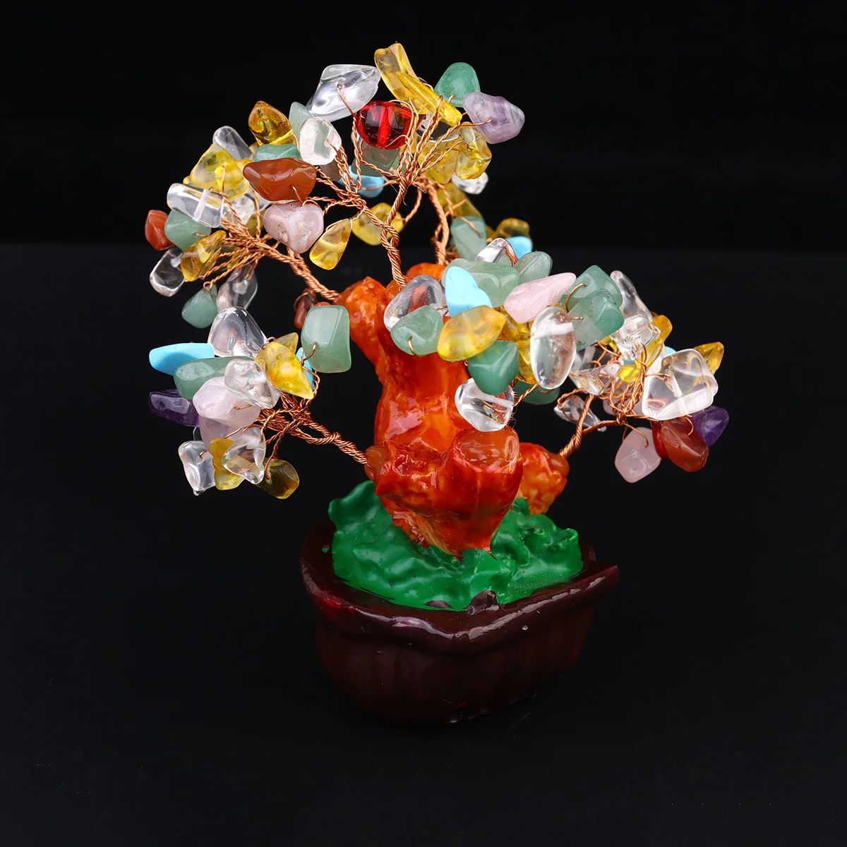 

Crystal Bonsai Tree Decoration with Colorful Stones for Home Office Desk - Attract Wealth and Prosperity, Unique Craft Gift,