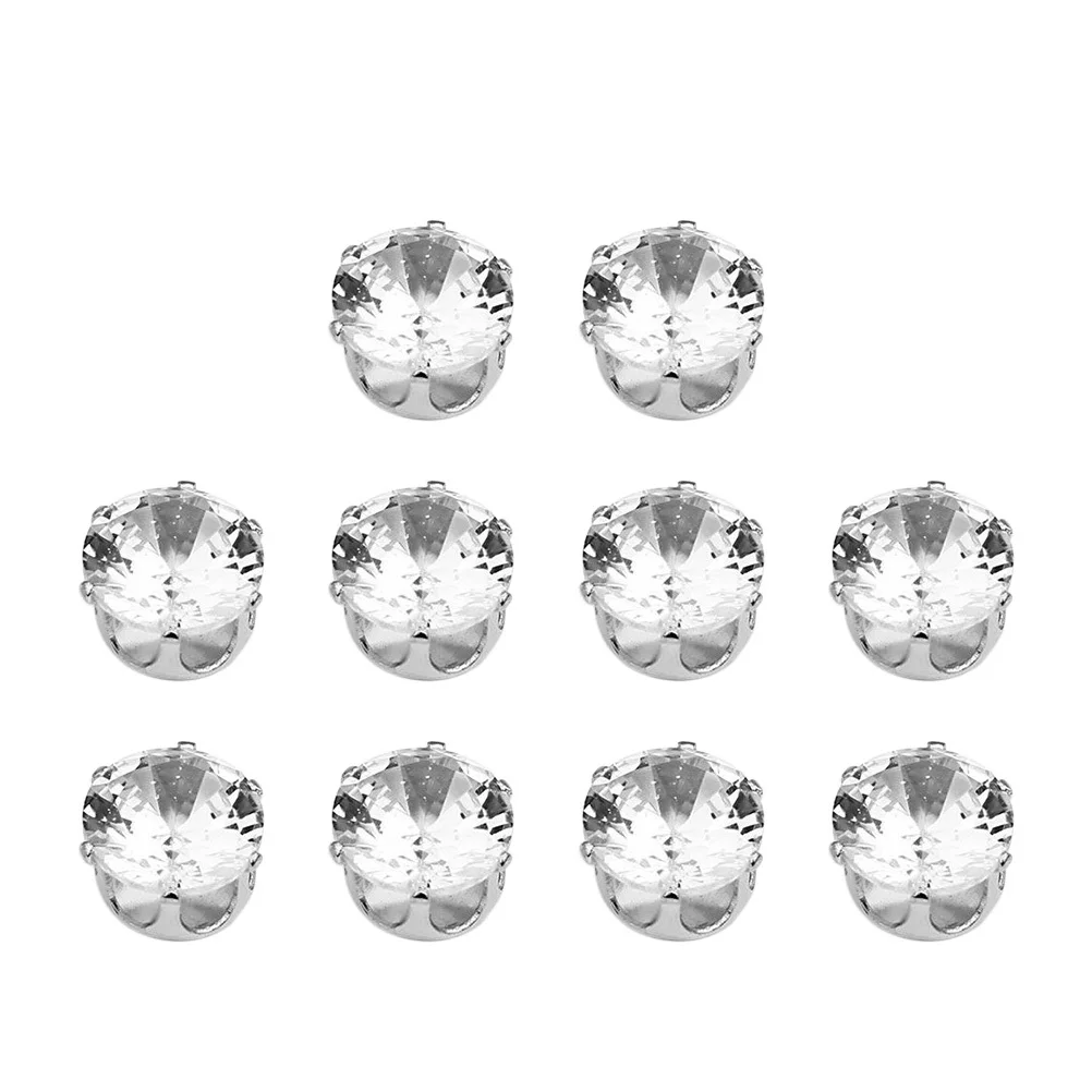 

50Pcs Copper Inlaid Zircon Clothing Accessories Premium DIY Garment Buttons Pendant Silver 6x8cm Zircon 8Mm Perfect for Dress