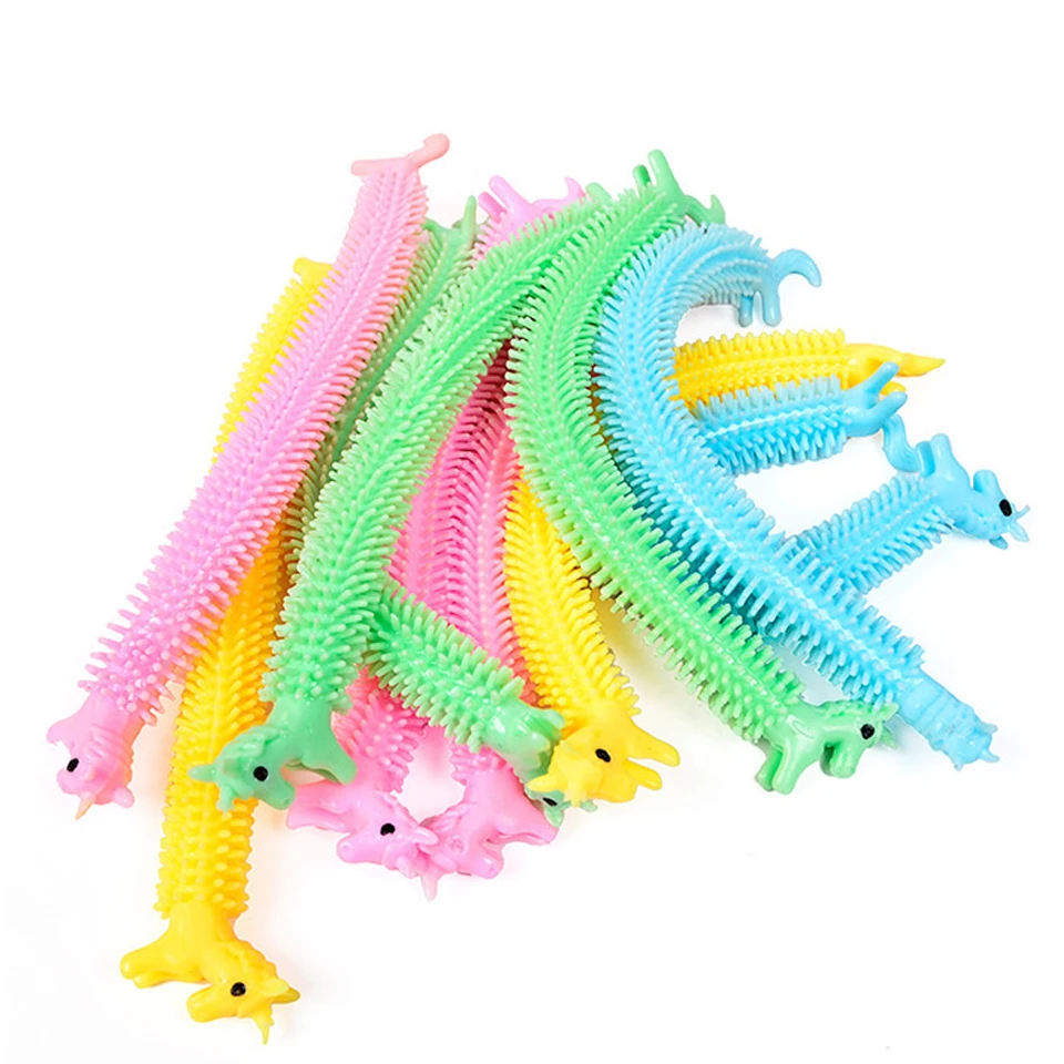 20-3PCS Funny Unicorn Pull Worm Noodle Fidget Toys Stretch String TPR Rope Anti Stress Toys String Stress Relief Autism Vent Toy