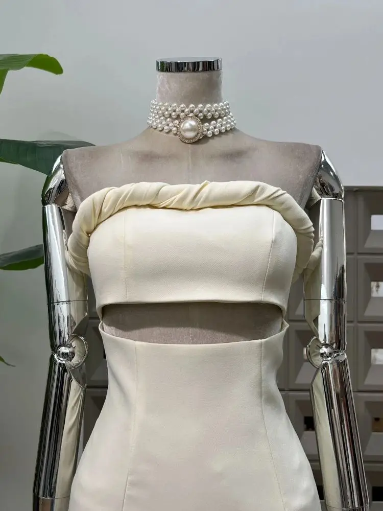 2025 estilo quente feminino chique corte design sem alças bodycon lápis festa casual vestido de verão elegante vestidos de festival