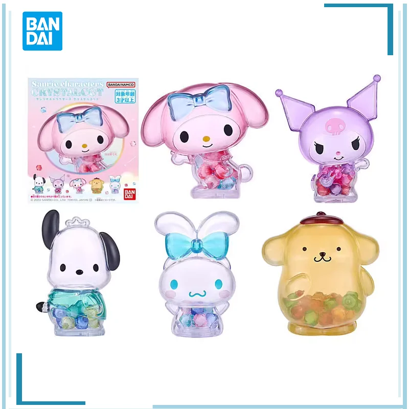 

Фигурка Sanrio BANDAI оригинальная, экшн-фигурка, прозрачная банка для конфет, модные коллекционные игрушки, подарок для детей на день рождения