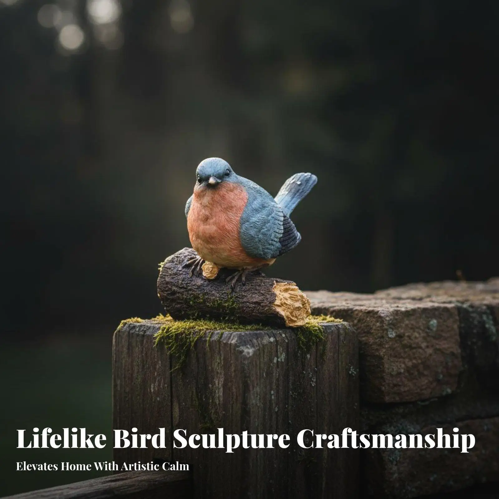 Hand Painted Resin Bird on Branch Wildlife Statue for Outdoor Garden Decoration Patio Fence Wall Tree Mount