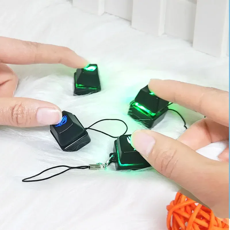 Fidget Keycap Toy Colorful LED Light Pocket-sized Finger Button Clicker Relieve Boredom Sensory Toy Keyboard Stress Relief Toy