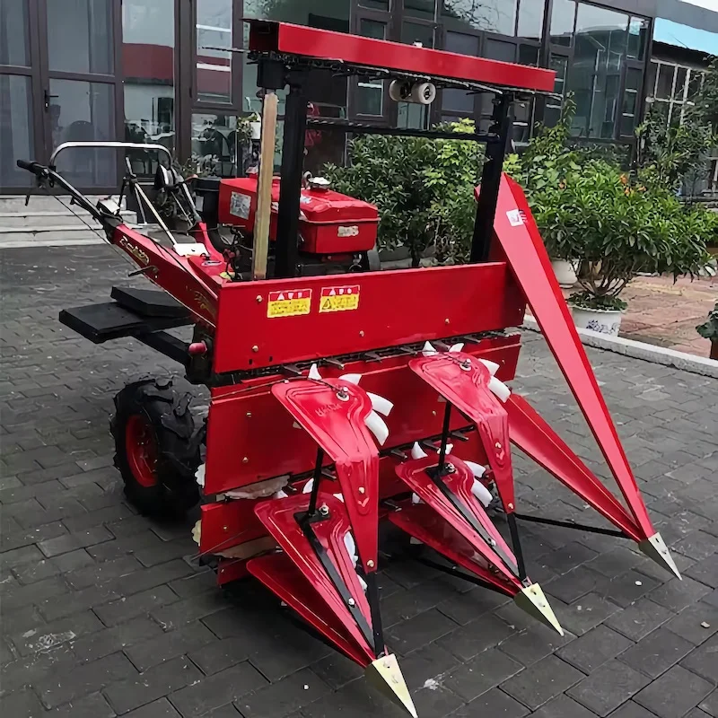 80cm width Corn stalk harvester 8hp diesel water-cooled walking tractor self-propelled rice wheat corn stalk windrower