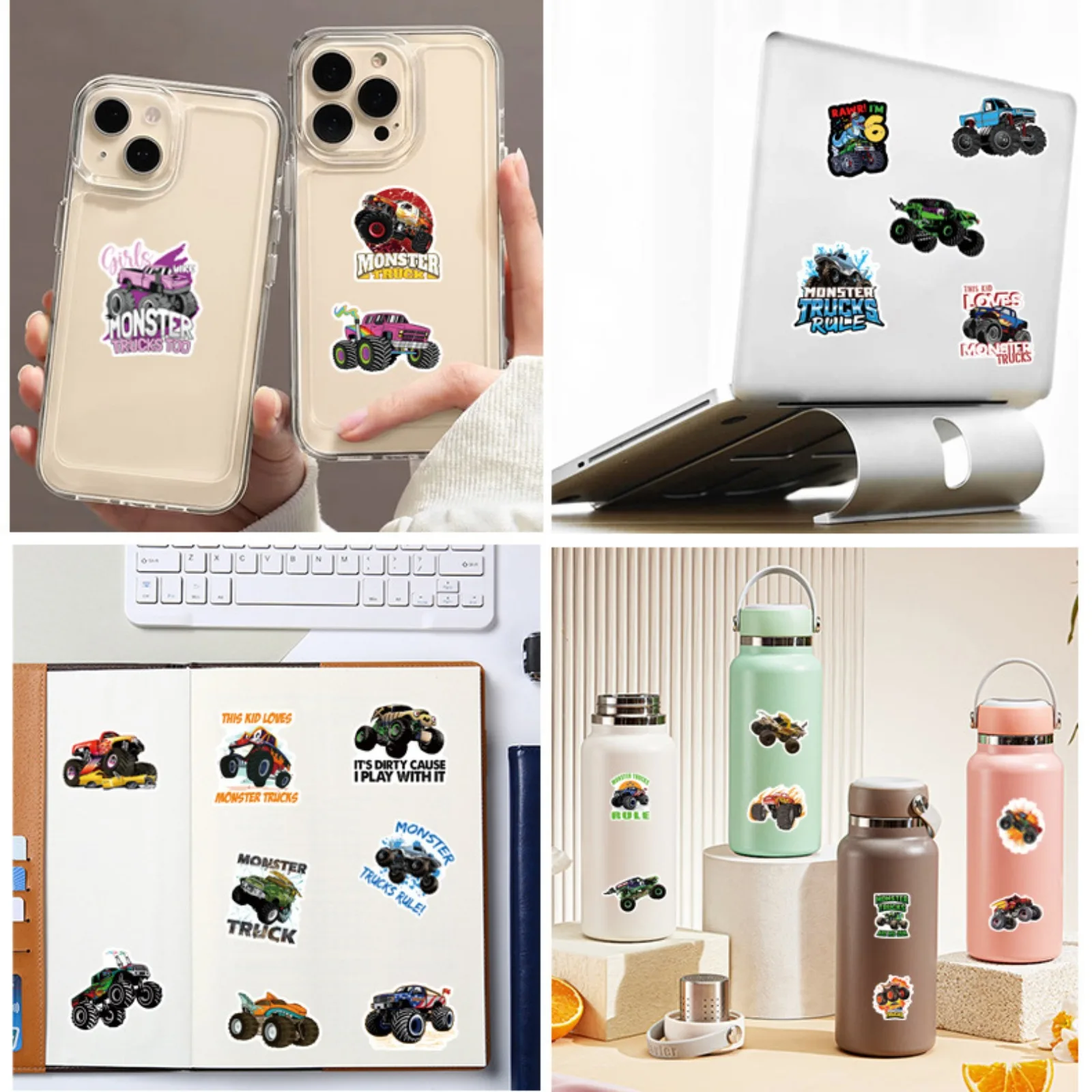 10/25/50pcs Monster Trucks Graffiti Stickers for DIY Kids Stationery Water Bottle Phone Car Motorcycle Skateboard Helmet