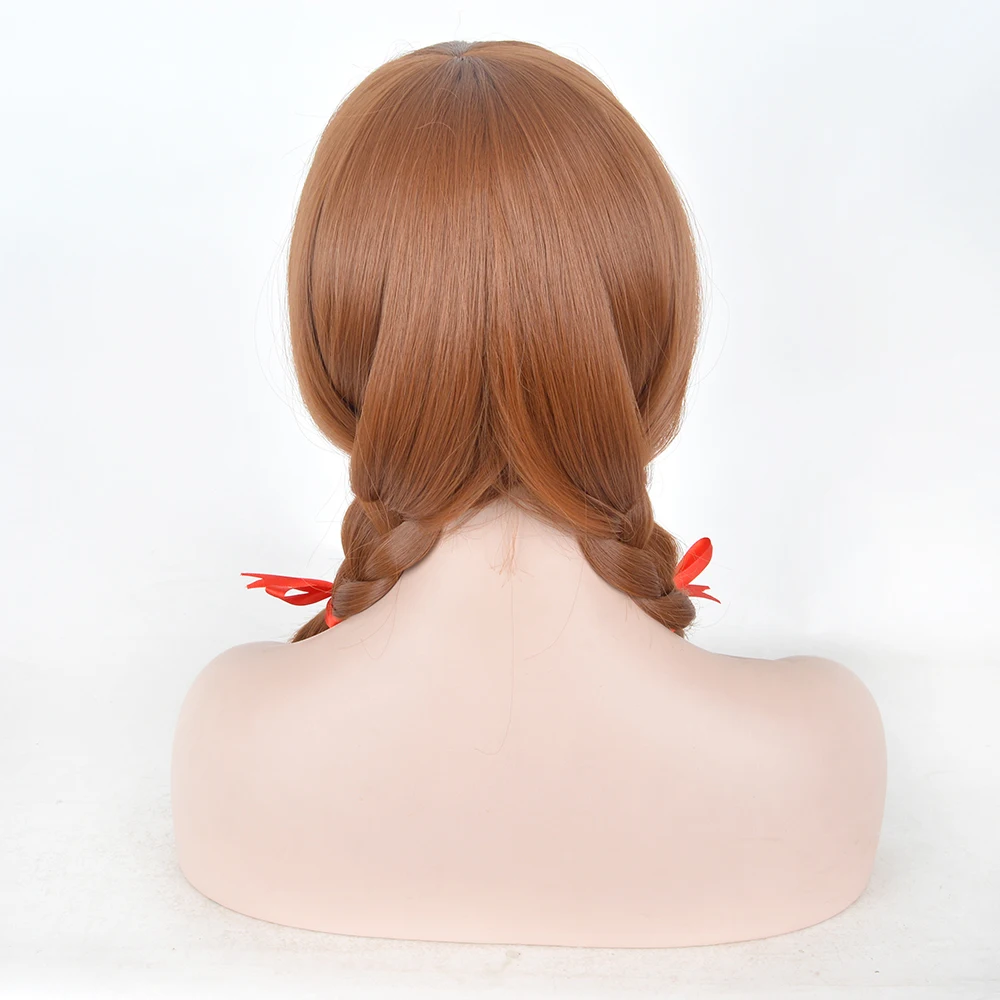 AD3622- Annabelle parrucche Cosplay 50cm marrone dritto trecce capelli sintetici Perucas parrucca Cosplay parrucche di Halloween