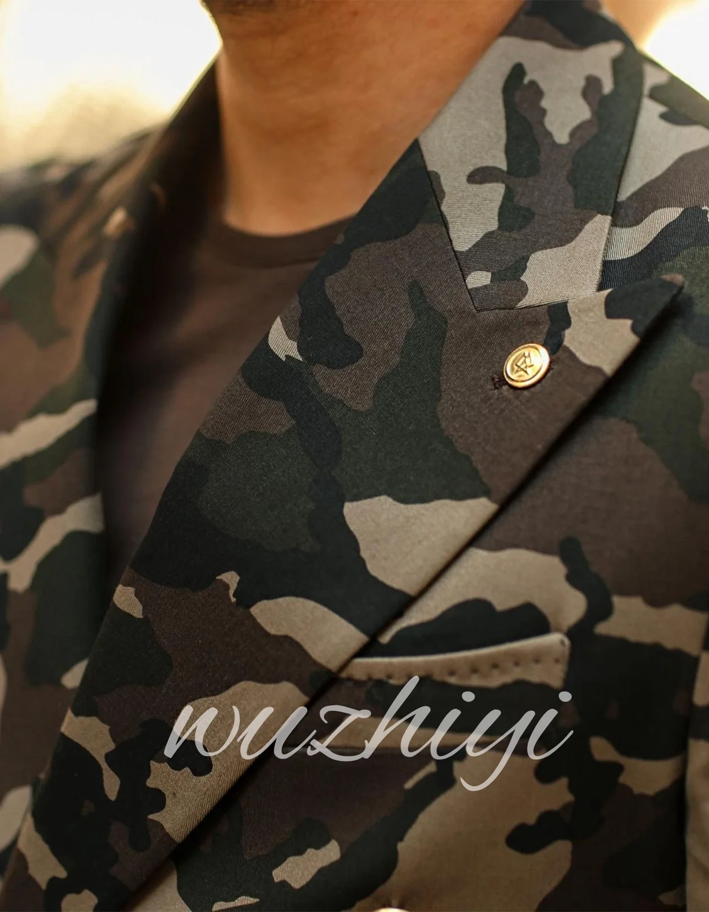Formal Camouflage Men Suits Double Breasted Party Business 2 Piece Sets Wedding Causal Prom Jacket Tuxedos Hommes Customized