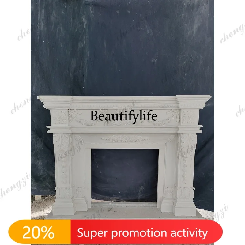 N178 Marble fireplace cabinet European stone carving white marble stone relief flower French fireplace cabinet