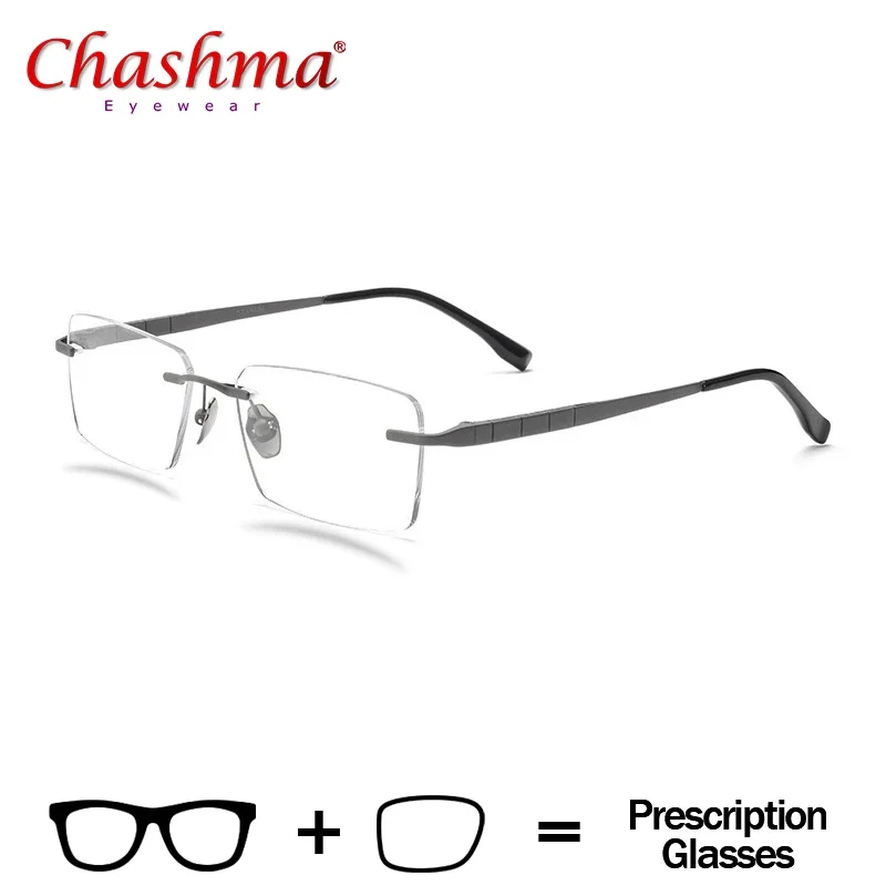 Progressive Prescription Glasses Custom Myopia Optical Lenses Eyewear Men Rimless Eyeglasses Women Titanium Frames F91092T