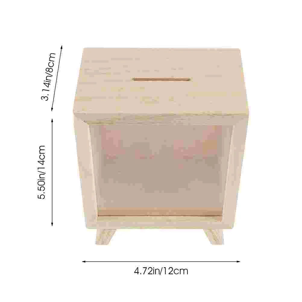 Cash Box Piggy Bank Baby Gift Toys for Toddlers Wood Unopenable Donation Boxes Fundraising