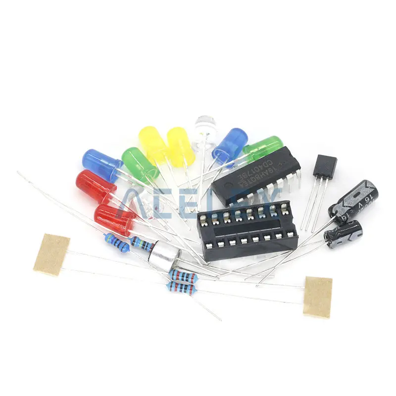 Fun 4017 Colorful Voice-activated Rotating LED Lights Circuit Board Production DIY Kit Electronic DIY Production Parts