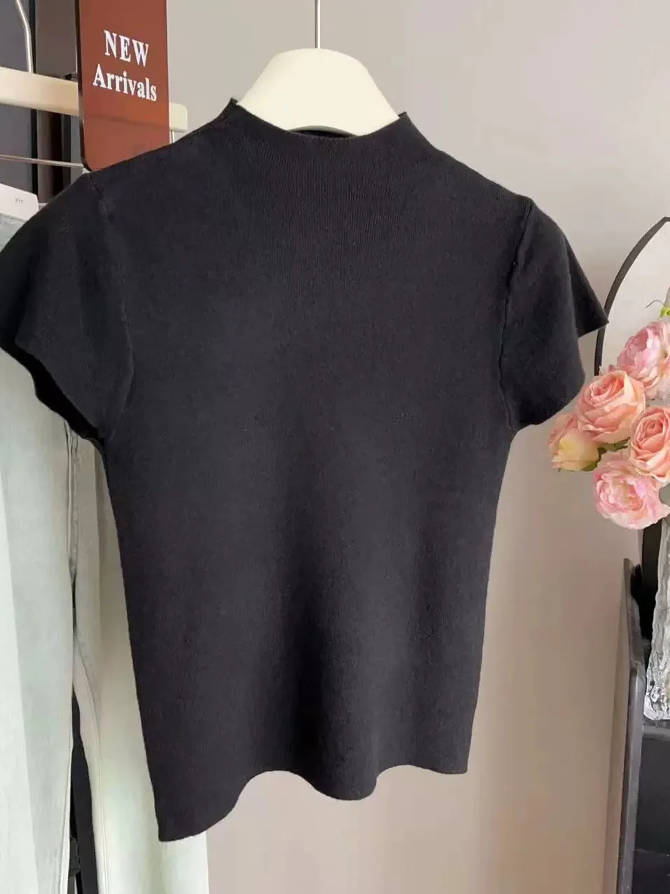 ay Gebreid ort Sve Slim Fit f Hoge Kraag T-shirt Dames Base irt Sli Zomer Nieuwe Collectie Pendelen Sle