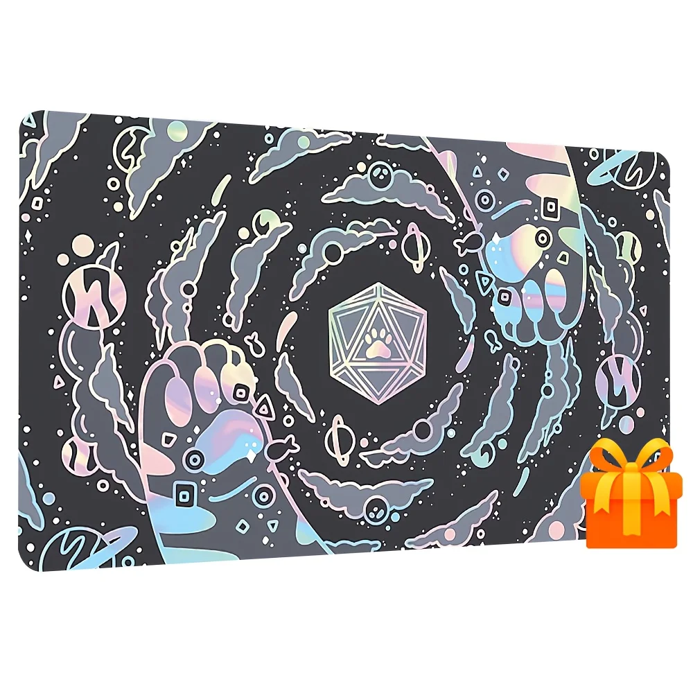 Illustrated-style cartoon cat card game mat, suitable for collectible card game (TCG/CCG) tabletop game accessories collectors
