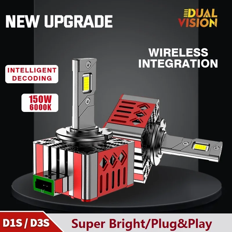 

Автомобильные фары Dualvision D1S D3S D1R D3R Светодиодные лампы для фар 150 Вт 60000LM Canbus HID 6000K Turbo Автоматическая лампа 1:1 Ксеноновая лампа 12 В 24 В