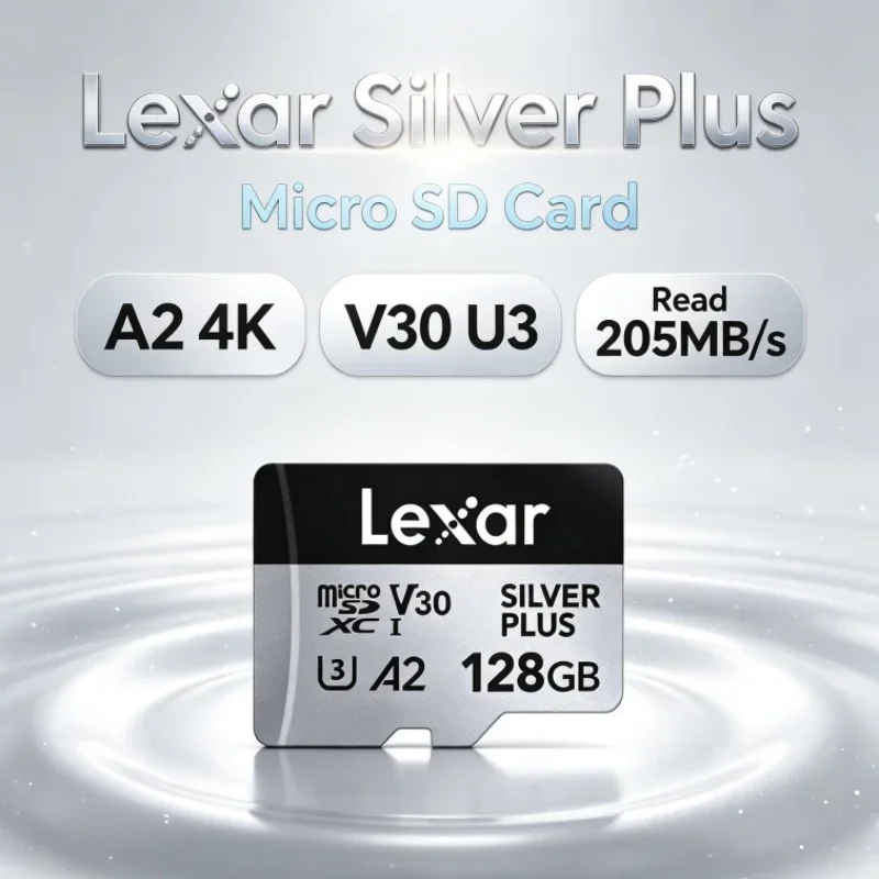 lexar-silver-plus-micro-sdカード-sdxc-a2-v30-u3-c10-4k対応、読み込み速度205mb-s、tfメモリカード、64gb～1tb、ドローン用。