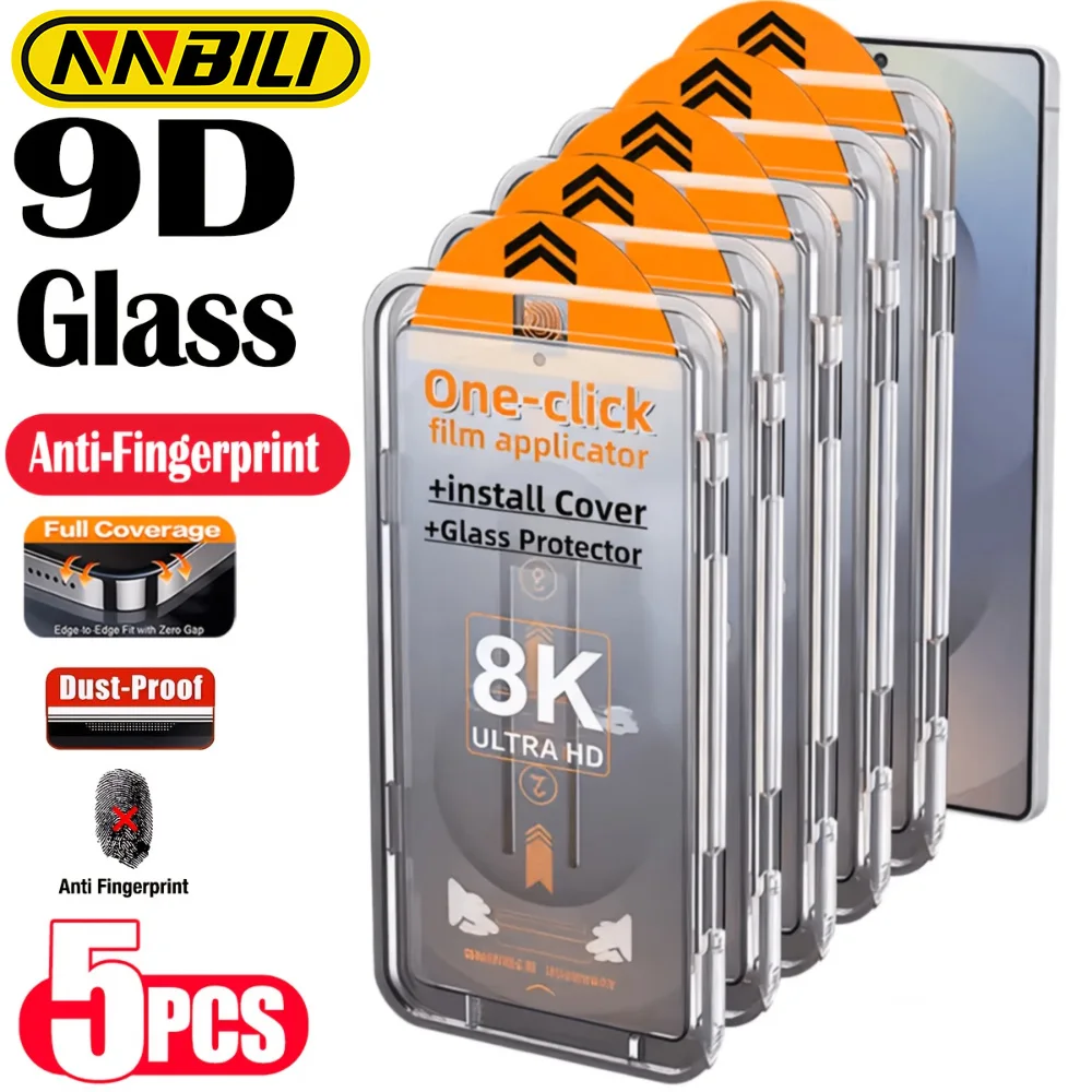 NNBILI 5Pcs for Samsung S26 S25 S24 Ultra S23 S22 S21 Plus High-definition Screen Protector, One Click Dust-free Installation,