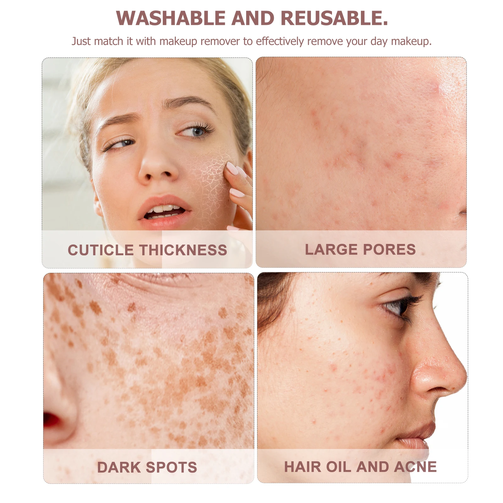 

4pcs Facial Cleaning Gloves Soft Material Makeup Remover Reusable Face Accessories Pink Powder Safe Skin Care