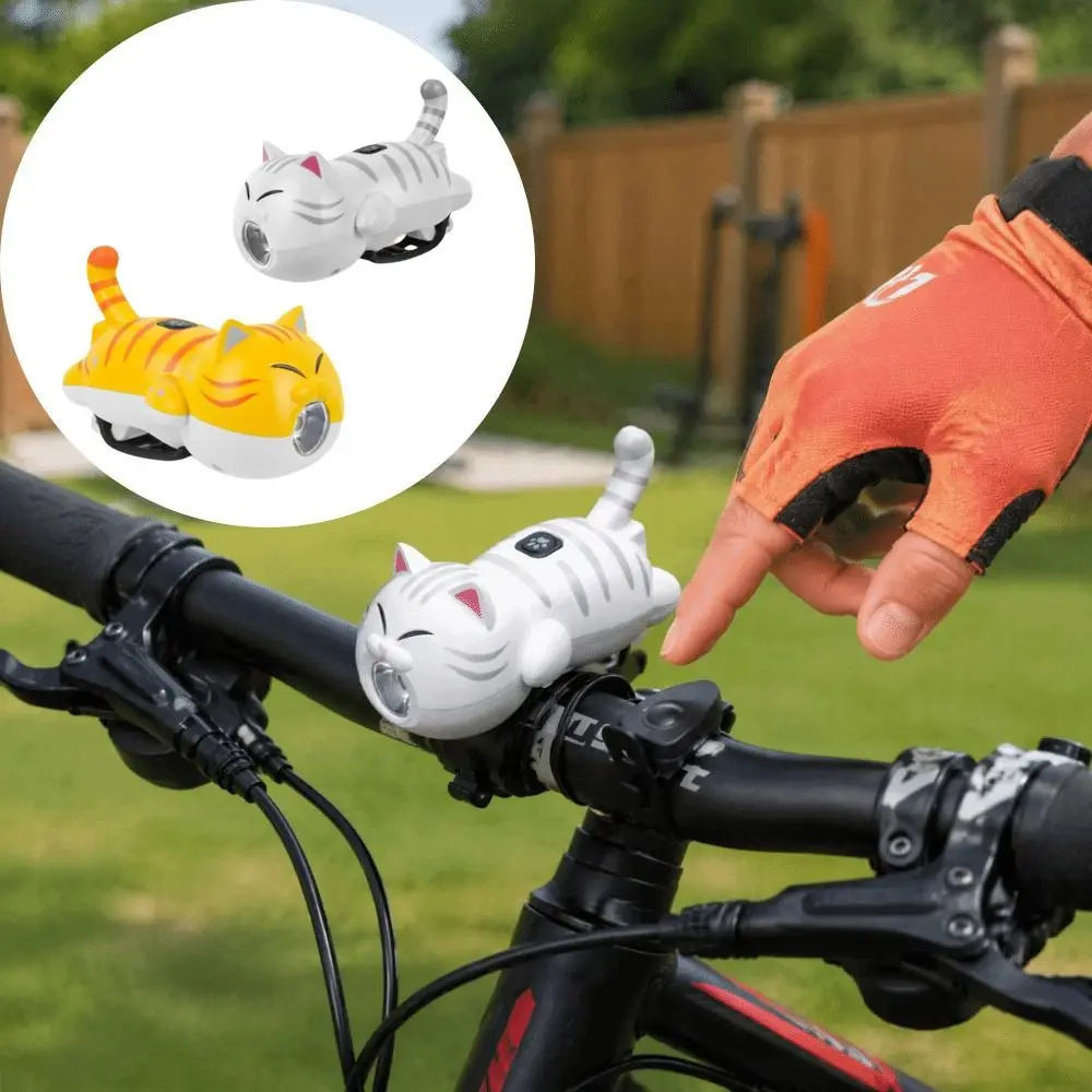 USB Rechargeable Bicycle Headlight Waterproof Bright LED LED Flashlight Cartoon Cat Shape Super Bright Bicycle Front Lamp
