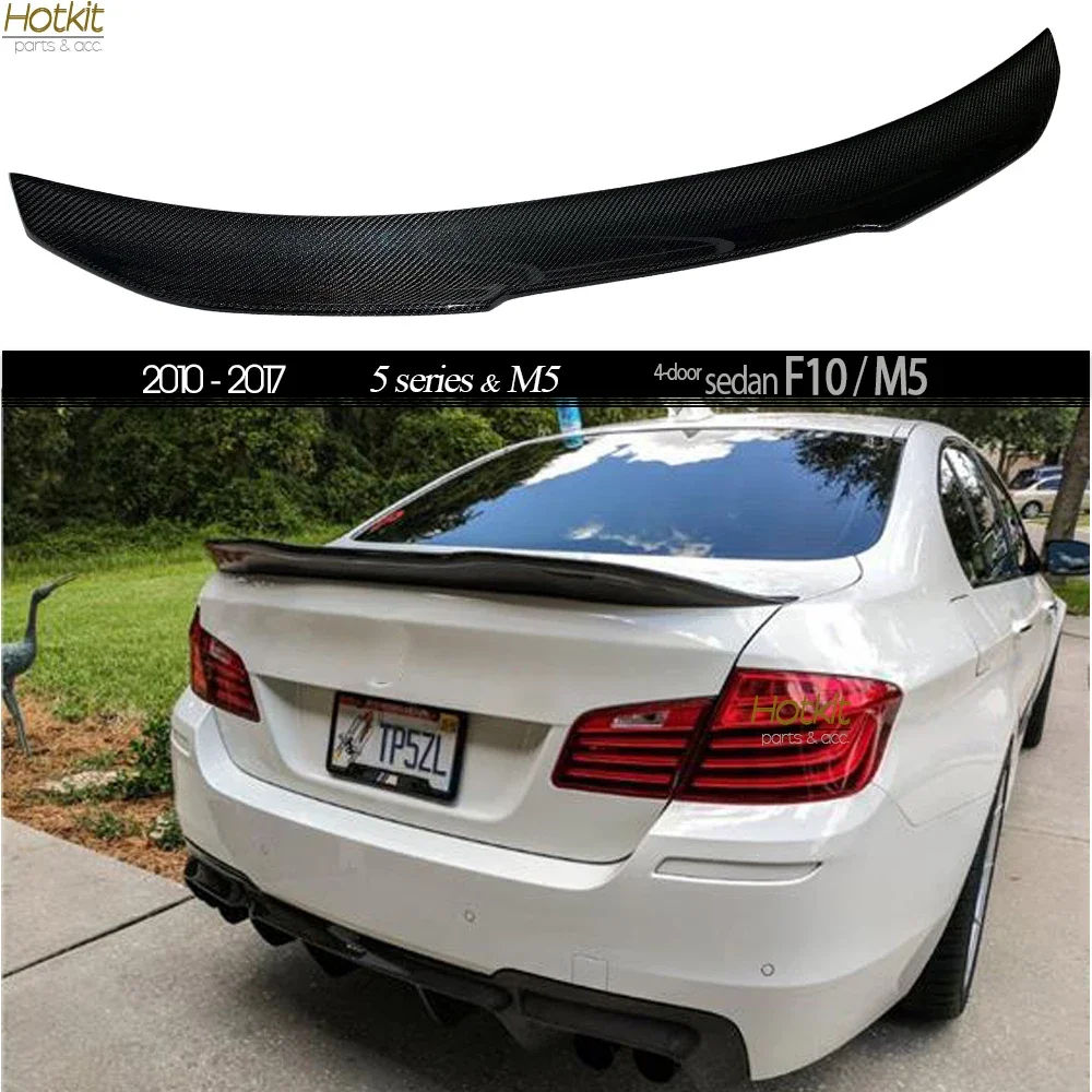 3*3 High-kick Carbon Fiber Rear Trunk Spoiler Car Wing for BMW F10 5 Series 2010 - 2016 & M5, Fitment Guaranteed