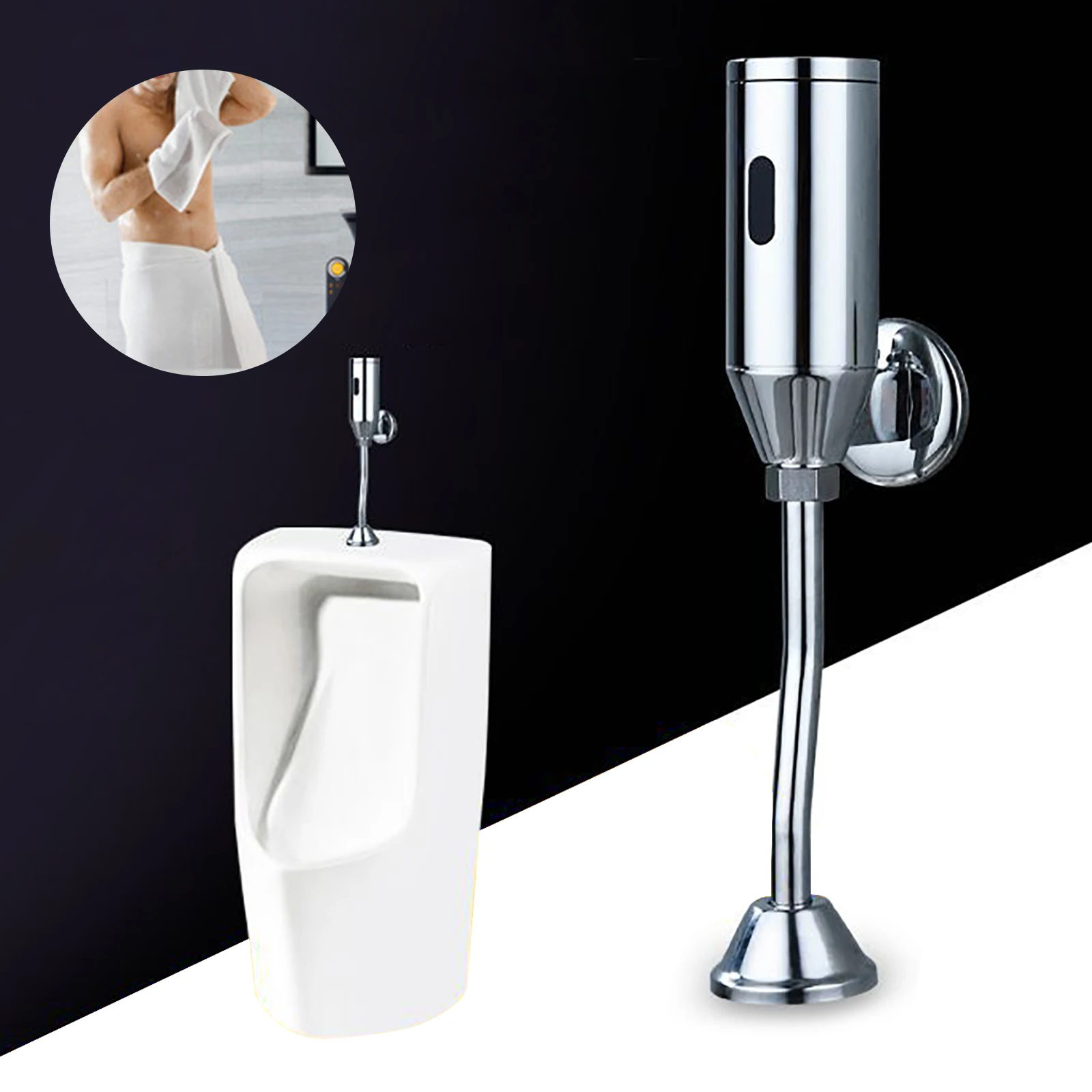 Urinal Flush Valve with Copper Shell and Stainless Steel S-Tube – PVD Electroplating, Automatic Sensor Control, Water-Saving