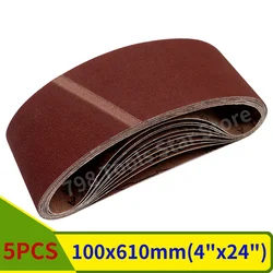 5 Pieces 610*100mm Sanding Belts 40-1000 Grits Wood Soft Metal Polishing Sandpaper Abrasive Bands For Belt Sander Abrasive Tool