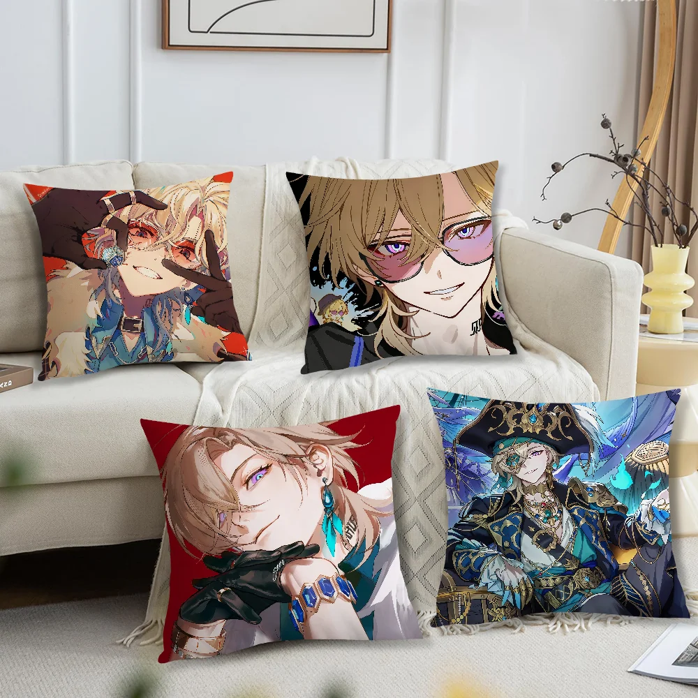 game Honkai Star Rail Aventurine cushion cover Comfortable soft Pillow Case for Sofa Living Room Home Decor Protective Covers