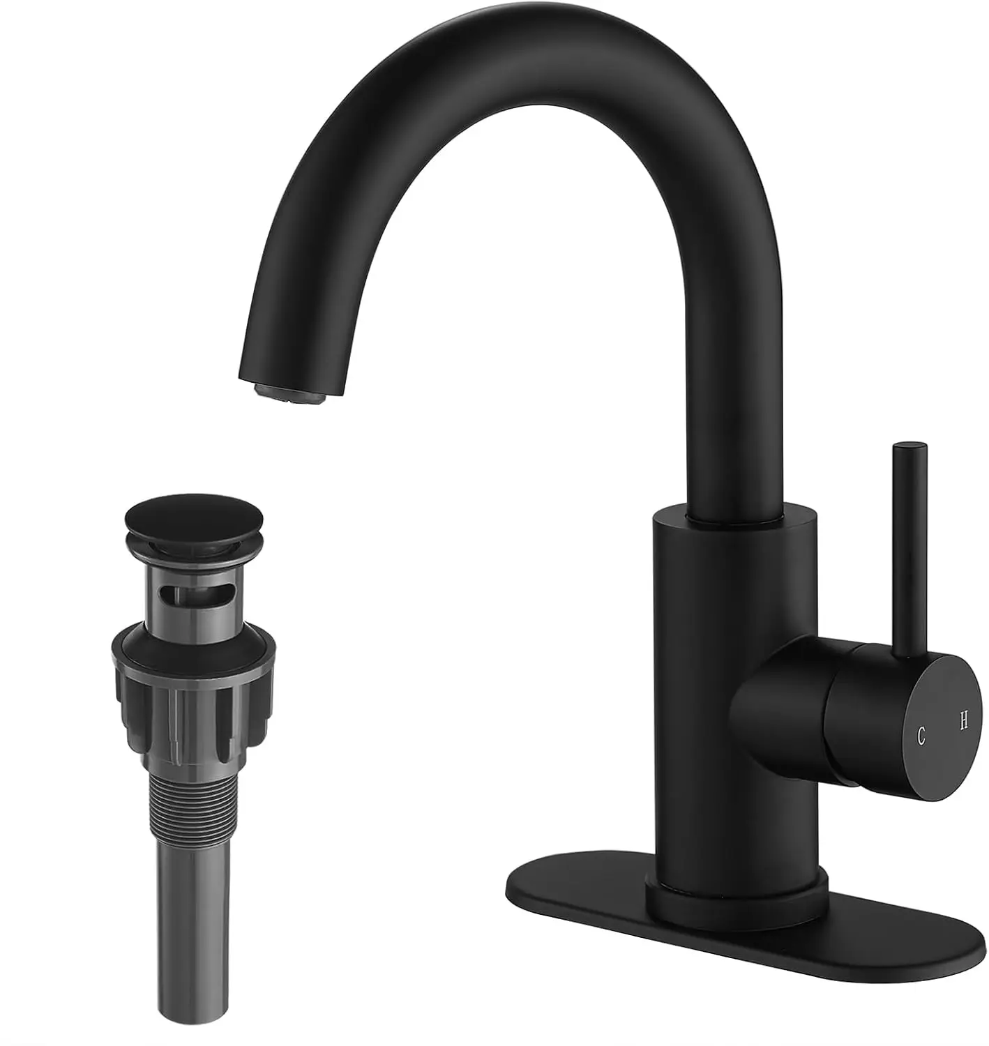 

Bar Sink Faucet, Bathroom Kitchen 360° Rotatable Faucet, Matte Black Single Hole Bathroom Faucets Modern Small Mini Kitche
