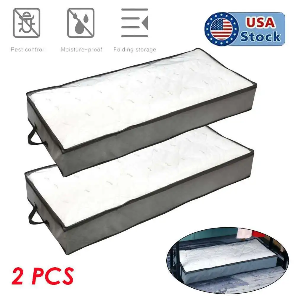 

2 складных органайзера под кровать для хранения одежды и одеял, из нетканого материала, экономящие место, для спальни и гардероба