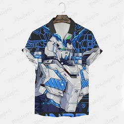 Camiseta extragrande Gundam masculina, camisa casual, camisas de manga curta, tops de alta qualidade, roupa de verão, novo modelo, 2024