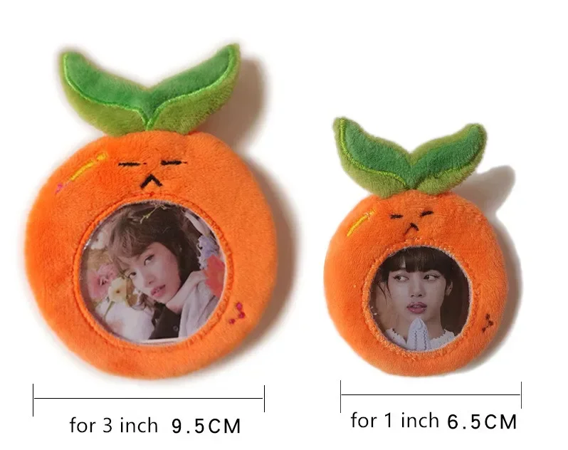 MINKYS Kawaii Orange Fluffy 3 inch Kpop Photocard Holder Photo Card Holder Bag Pendant School Stationery view 5