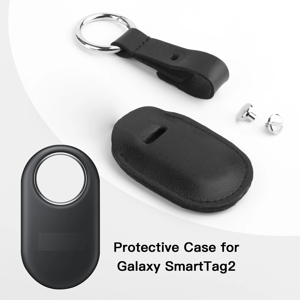 Protective Cover For SmartTag2 With Keychain Anti-scratch Shell Tracker PU Leather Case For SmartTag2 Accessories