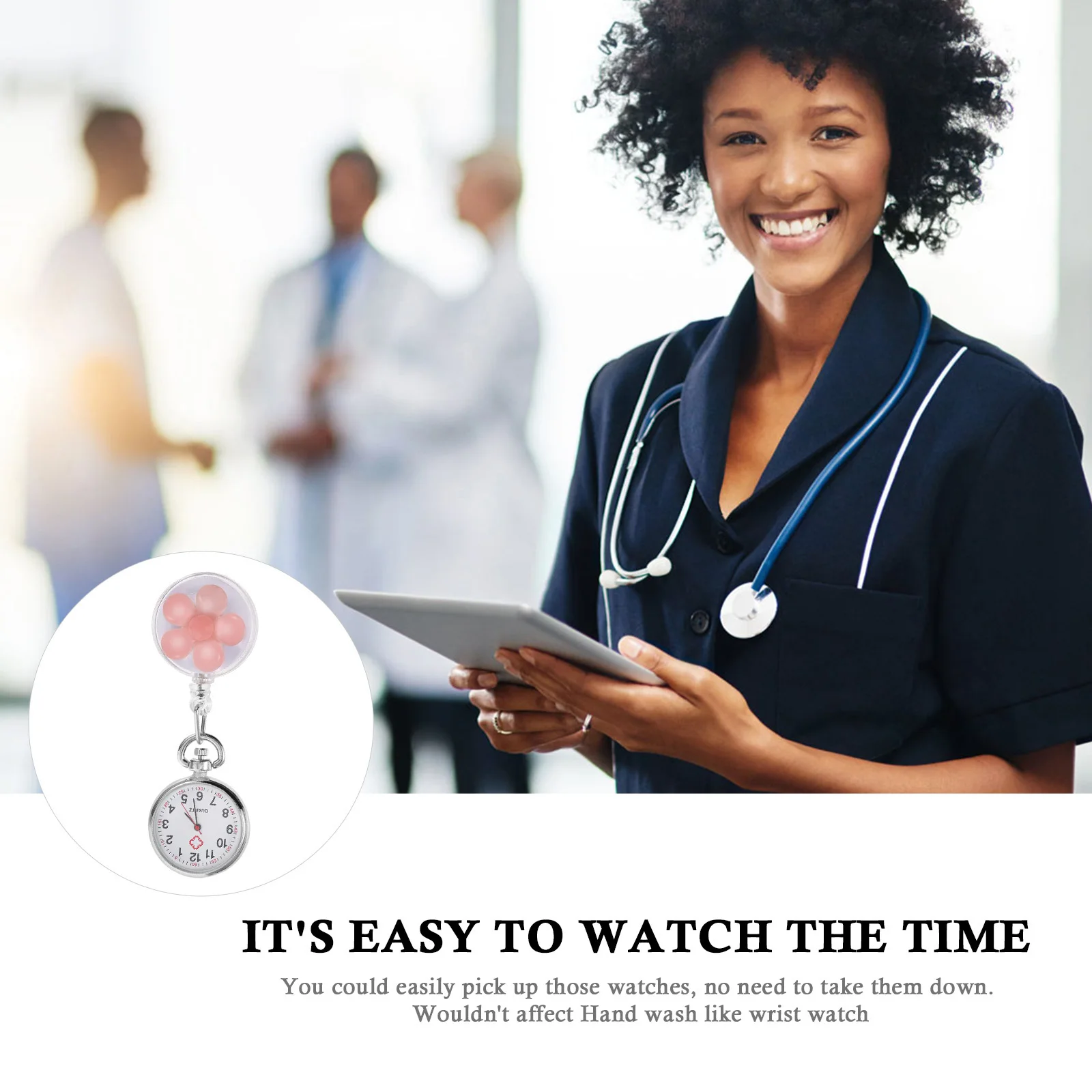 

SHERCHPRY Nurse Watch Clip on Table Fob Hanging Stop Watch for Nurses Transparent Glass Mirror Material