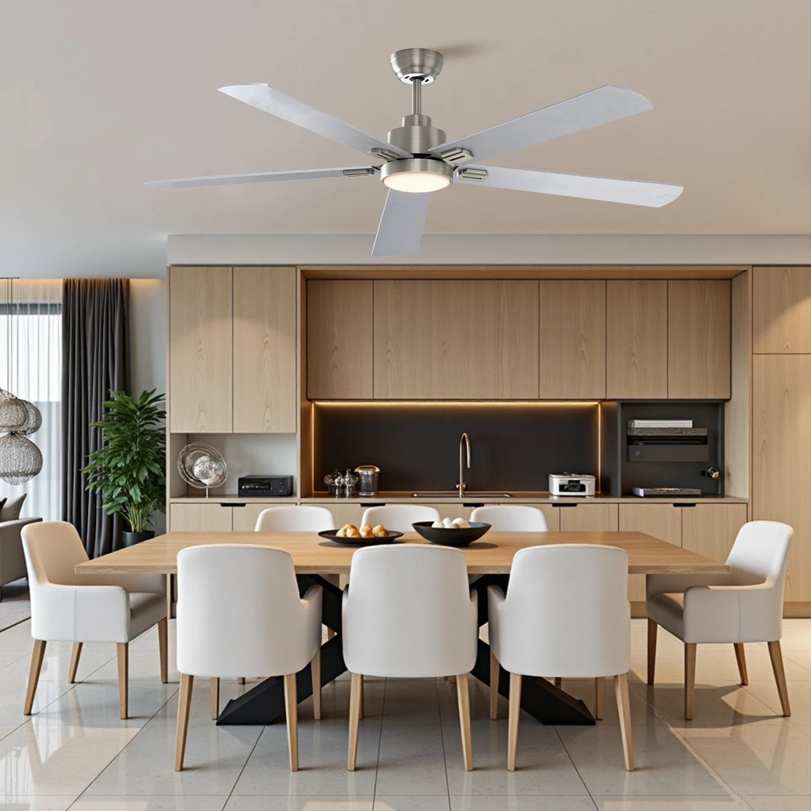 62inch（5-Blade）Ceiling Fans with LED Lights and Remote Control Suitable for bedroom, dining room and other scenes