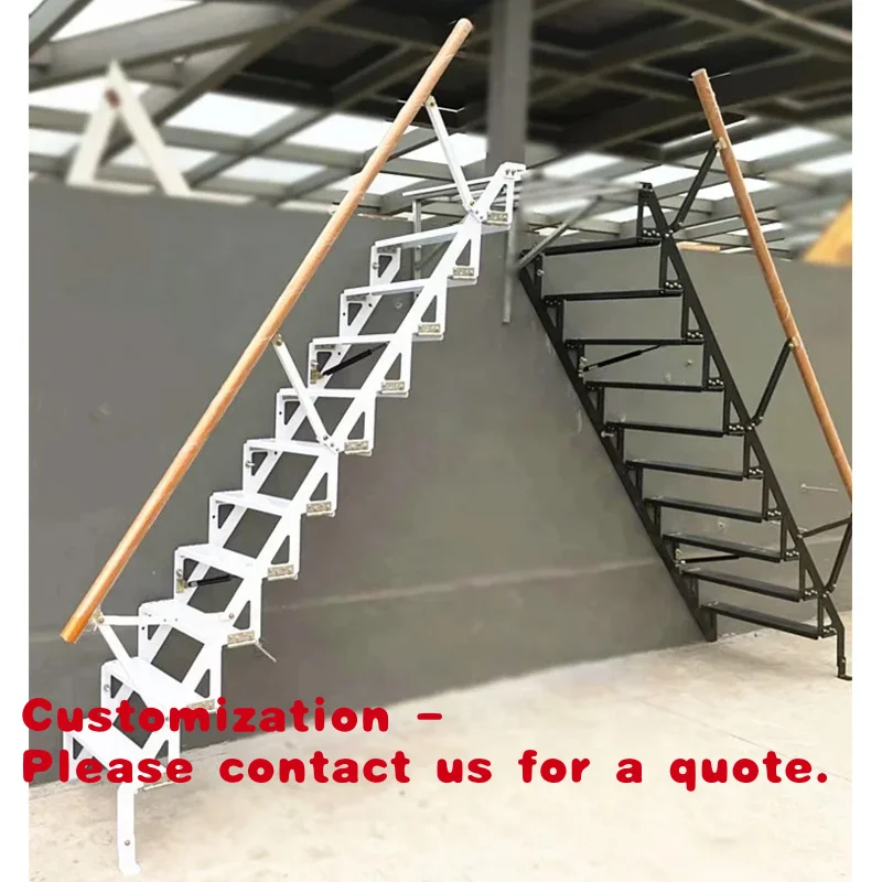 

Customize.Modern Designed Household Attic Hidden Telescopic Staircase Retractable Folding Lift Thickened Aluminum Alloy