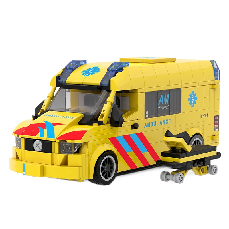 Kit de bloques de construcción de ambulancia europea, modelo de ensamblaje de partículas pequeñas, adorno de ladrillos, juguete coleccionable para regalo de chico, 648 Uds., 10004