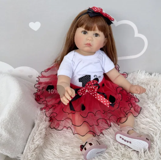 70cm 실리콘 리본 인형 실물 같은 소녀 수제 완성 페인팅 리본 유아 아기 긴 머리 인형 장난감 어린이용 무네카스 장난감