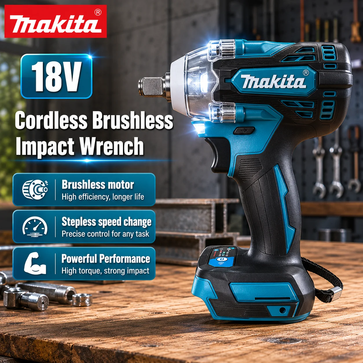 Makita Drill Dtw300 - Klucz udarowy bezszczotkowy Makita DTW300 18V,
