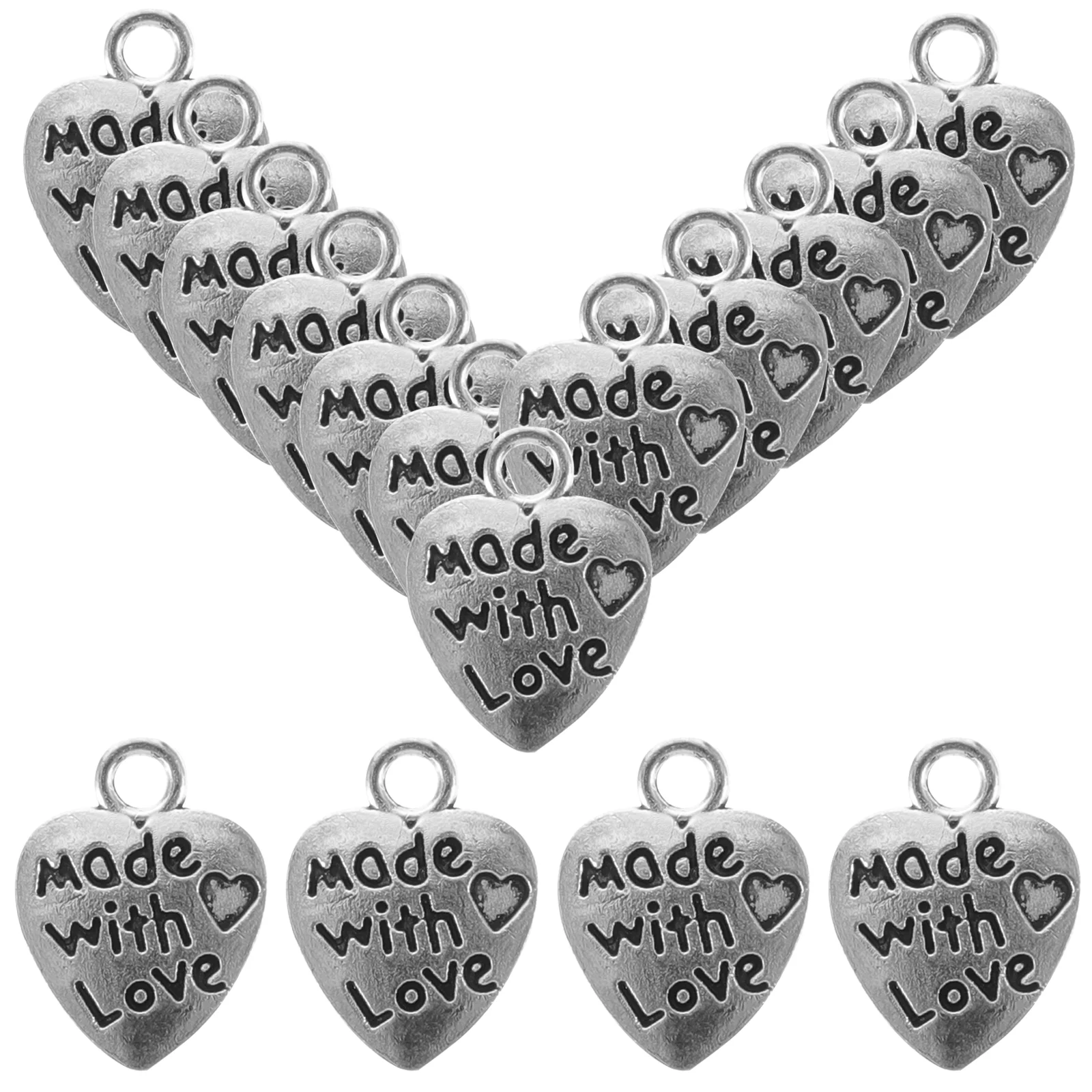 100 Pcs Pendant Hanging Heart Charm Charms for Jewelry Making Necklace Bracelet Metal Crafts Zinc Alloy DIY