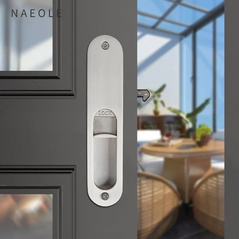 Japanese Oval Sliding Door Lock, Balcony, Bathroom, Invisible Lock, Indoor Bathroom, Indicator Handle Lock, Sliding Wooden Door