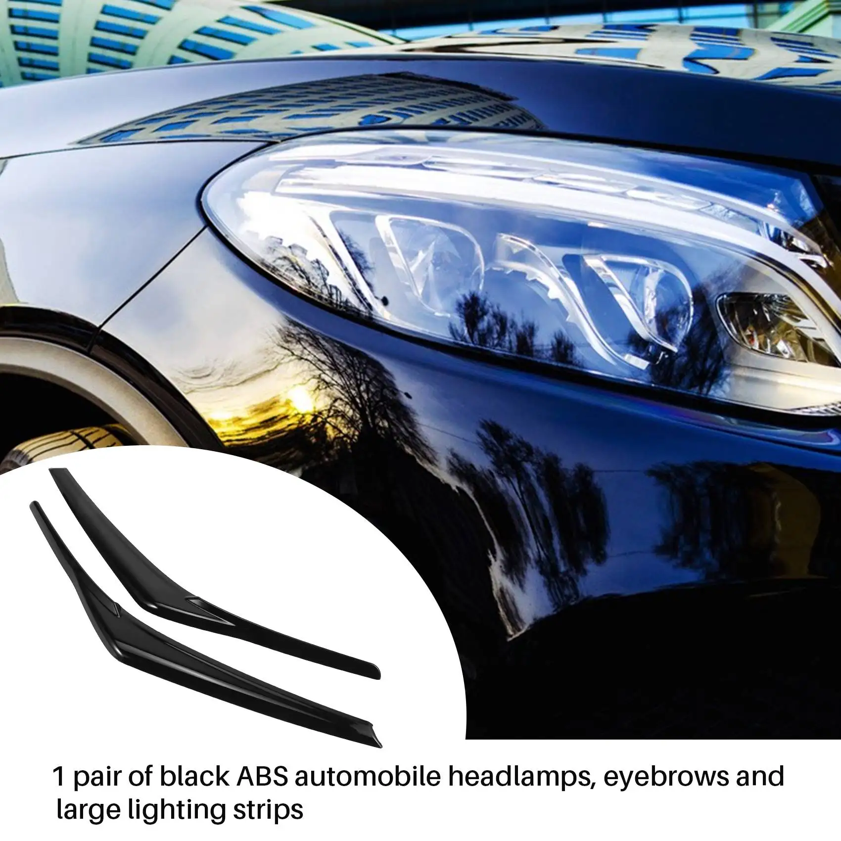 Black Headlight Eyelid Cover Head Light Lamp Eyebrows Molding Trim for 2018-2021 Toyota Camry