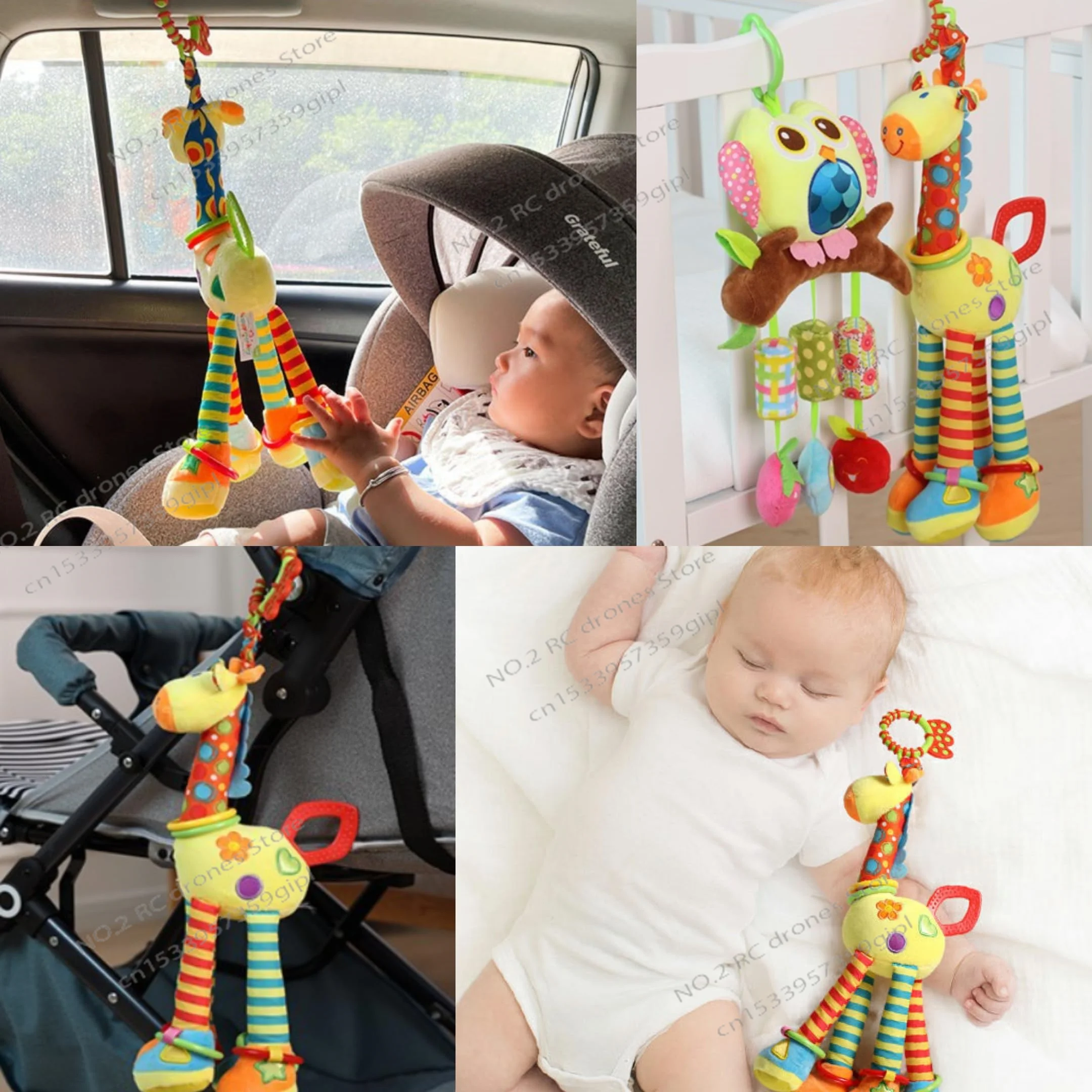 47Cm Baby Stroller Soother Hanging Doll Giraffe with Soft Cotton Crib Bell Infant Bed Game Educational Toy for Son Daughter Gift