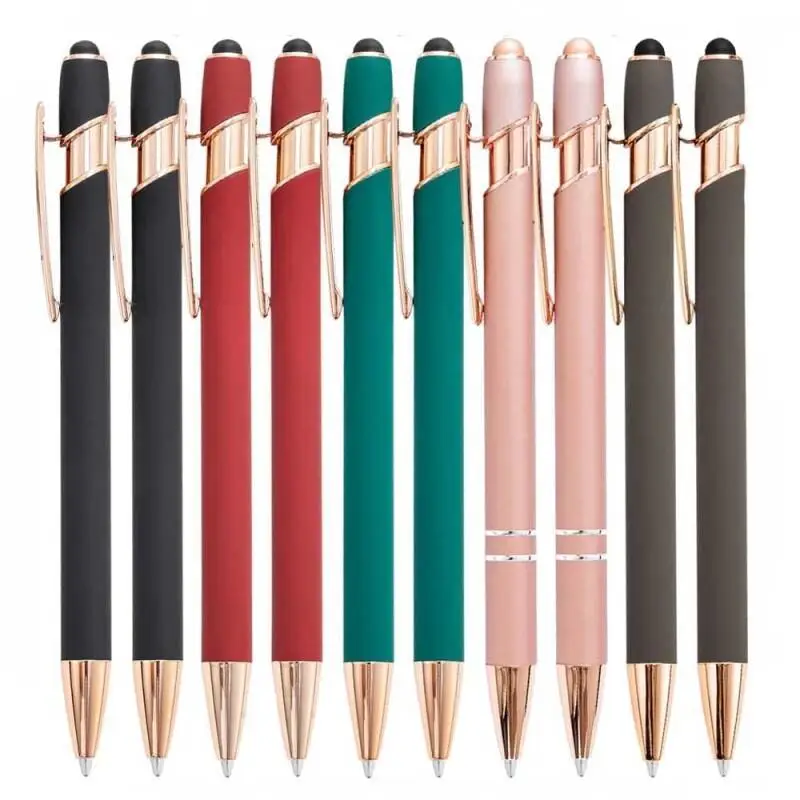 5-10 قطع قلم معدني، قلم حبر جاف 2 في 1 قابل للسحب 1.0 مم حبر أسود، كتابة سلسة لشاشات اللمس وديكور المكتب #4