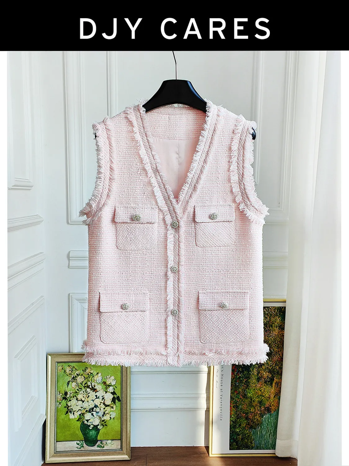 

Новый милый темпераментный жилет из грубого твида с кисточкой, средний большой размер.