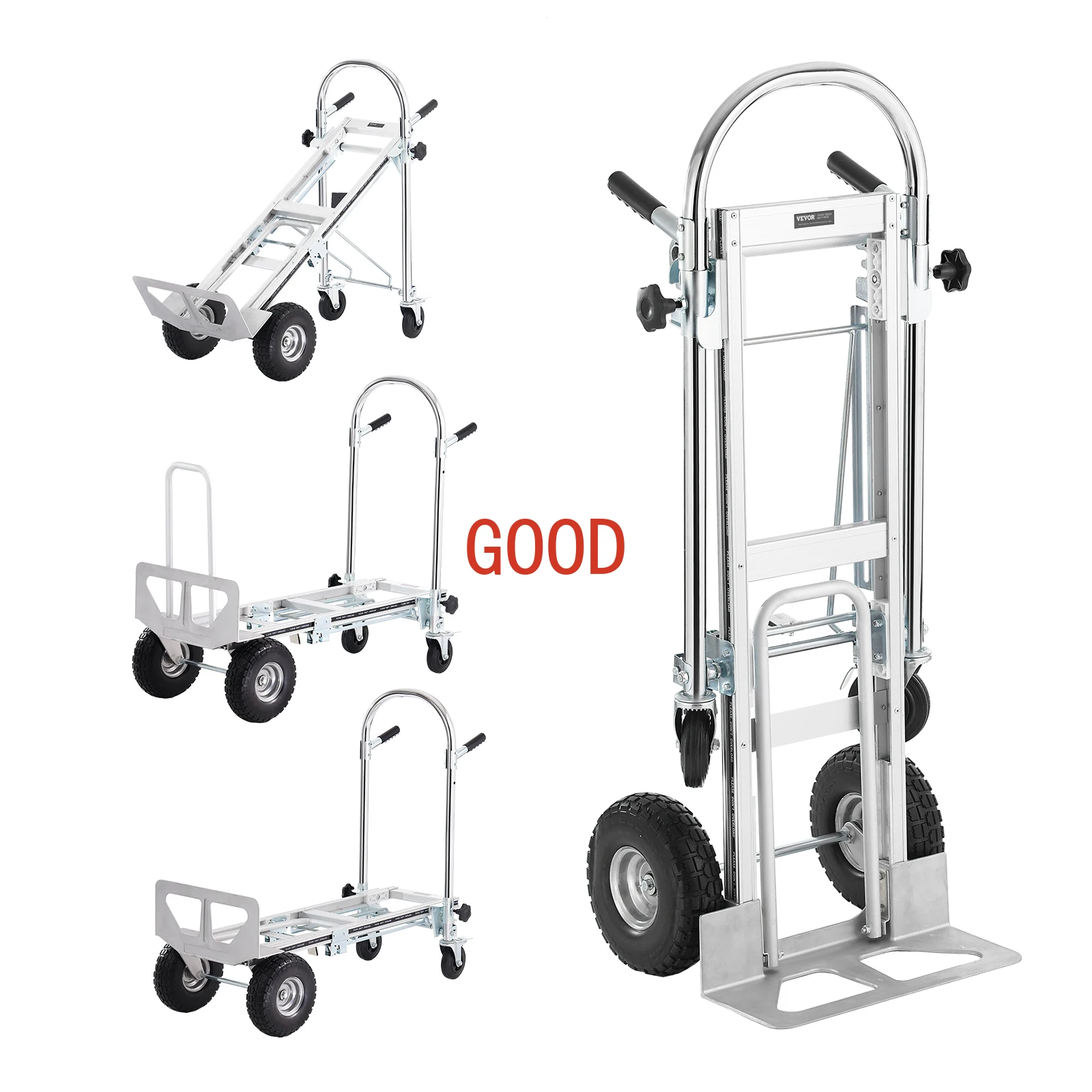 

VEVOR Aluminum Folding Hand Truck Heavy Duty Industrial Collapsible Dolly Cart for Transport and Moving in Warehouse Supermarket